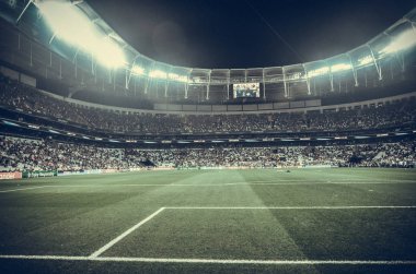 Istanbul, Turkey - August 14, 2019: Vodafon Arena stadium close up during the UEFA Super Cup Finals match between Liverpool and Chelsea at Vodafone Park in Vodafon Arena, Turkey