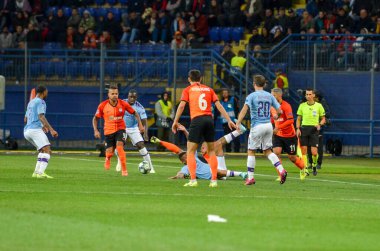 KHARKIV, UKRAINE - September 18, 2019: Football player during the UEFA Champions League match between Shakhtar Donetsk vs Manchester City (England), Ukraine