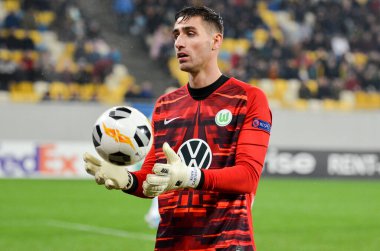 Lviv, Ukrayna - 28 Kasım 2019: Uefa Avrupa Ligi (Ukrayna) - Wolfsburg (Almanya), Ukrayna