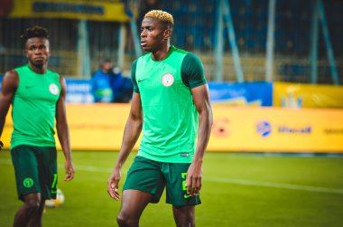 DNIPRO, UKRAINE - September 10, 2019: Victor Osimhen player during the friendly match between national team Ukraine against Nigeria national team, Ukraine