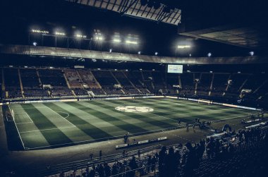 KHARKIV, UKRAINE - September 18, 2019: General view of the stadium close-up during the UEFA Champions League match between Shakhtar vs Manchester City (England), Ukraine