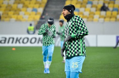 Lviv, Ukrayna - 28 Kasım 2019: John Anthony Brooks Uefa Avrupa Ligi karşılaşması sırasında Alexander Wolfsburg (Almanya), Ukrayna