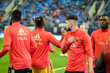 SAINT-PETERSBURG, RUSSIA - November 16, 2019: Belgium national football team training session during UEFA EURO 2020 qualifying match between Russia against Belgium, Russia