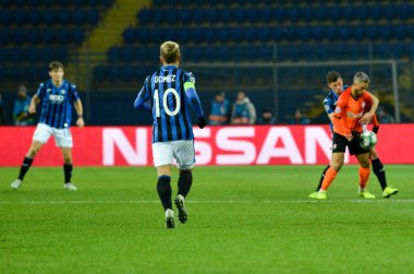KHARKIV, UKRAINE - December 11, 2019:  Papu Gomez player during the UEFA Champions League match between Shakhtar vs Atalanta Bergamasca Calcio BC (Italy), Ukraine