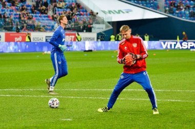 SAINT-PETERSBURG, RUSSIA - November 16, 2019: Russian national football team training  session before UEFA EURO 2020 qualifying match between national team Russia against Belgium, Russia