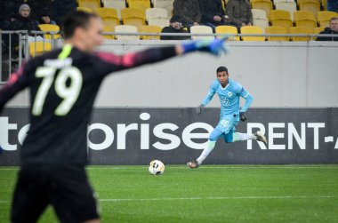 Lviv, Ukrayna - 28 Kasım 2019: Joao Victor, Uefa Avrupa Ligi karşılaşmasında Alexandria (Ukrayna) ile Wolfsburg (Almanya), Ukrayna