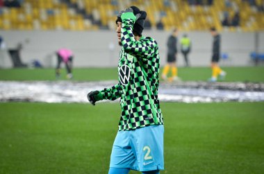 Lviv, Ukrayna - 28 Kasım 2019: William ve Football player antrenman oturumu sırasında Alexandria - Wolfsburg (Almanya), Ukrayna