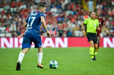 Istanbul, Turkey - August 14, 2019: Mateo Kovacic player during the UEFA Super Cup Finals match between Liverpool and Chelsea at Vodafone Park in Vodafone Arena, Turkey