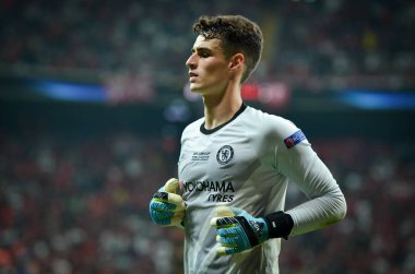 Istanbul, Turkey - August 14, 2019: Kepa Arrizabalaga  player during the UEFA Super Cup Finals match between Liverpool and Chelsea at Vodafone Park in Vodafone Arena, Turkey
