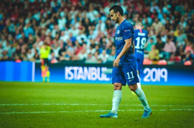 Istanbul, Turkey - August 14, 2019: Pedro player during the UEFA Super Cup Finals match between Liverpool and Chelsea at Vodafone Park in Vodafone Arena, Turkey