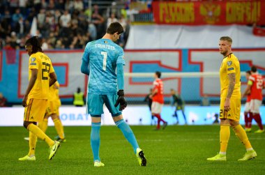 SAINT-PETERSBURG, RUSSIA - November 16, 2019: Thibaut Courtois player during UEFA EURO 2020 qualifying match between national team Russia against Belgium national team, Russia