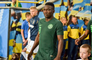 DNIPRO, UKRAINE - September 10, 2019: Oghenekaro Etebo player during the friendly match between national team Ukraine against Nigeria national team, Ukraine