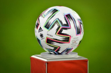 SAINT-PETERSBURG, RUSSIA - November 16, 2019: Euro 2020 Official qualifying Ball before UEFA EURO 2020 qualifying match between national team Russia against Belgium national team, Russia