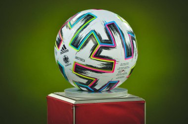 SAINT-PETERSBURG, RUSSIA - November 16, 2019: Euro 2020 Official qualifying Ball before UEFA EURO 2020 qualifying match between national team Russia against Belgium national team, Russia