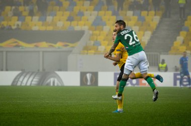 LVIV, UKRAINE - November 07, 2019: Mathieu Debuchy player during the UEFA Europa League match between Alexandria (Ukraine) vs AS Saint Etienne (France), Ukraine