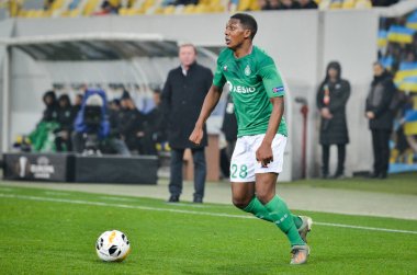 LVIV, UKRAINE - November 07, 2019: Zaydou Youssouf player during the UEFA Europa League match between Alexandria (Ukraine) vs AS Saint Etienne (France), Ukraine