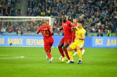 Kyiv, Ukrayna - 14 Ekim 2019: Uefa Euro 2020 ön eleme maçında Ukrayna milli takımı Ukrayna ile Ukrayna milli takımı arasında oynanan Cristiano Ronaldo