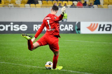 Lviv, Ukrayna - 28 Kasım 2019: Uefa Avrupa Ligi (Ukrayna) - Wolfsburg (Almanya), Ukrayna
