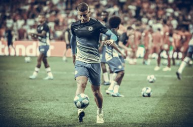 Istanbul, Turkey - August 14, 2019:  Ross Barkley during the UEFA Super Cup Finals match between Liverpool and Chelsea in Vodafon Arena stadium, Turkey