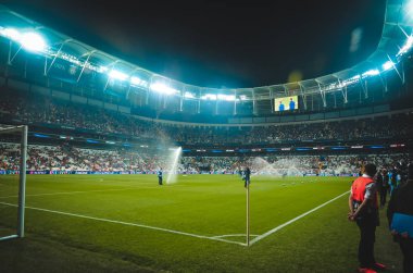 Istanbul, Turkey - August 14, 2019: Vodafon Arena stadium close up during the UEFA Super Cup Finals match between Liverpool and Chelsea at Vodafone Park in Vodafon Arena, Turkey