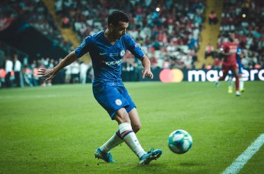 Istanbul, Turkey - August 14, 2019: Pedro player during the UEFA Super Cup Finals match between Liverpool and Chelsea at Vodafone Park in Vodafone Arena, Turkey