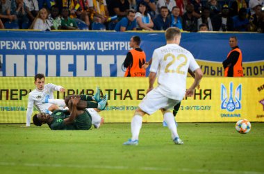 Dnipro, Ukrayna - 10 Eylül 2019: Ukrayna milli takımı Ukrayna ile Ukrayna milli takımı arasındaki dostluk maçı sırasında