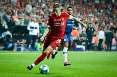 Istanbul, Turkey - August 14, 2019: Jordan Henderson during the UEFA Super Cup Finals match between Liverpool and Chelsea at Vodafone Park in Vodafone Arena, Turkey