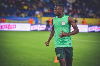 DNIPRO, UKRAINE - September 10, 2019: Jamilu Collins player during the friendly match between national team Ukraine against Nigeria national team, Ukraine