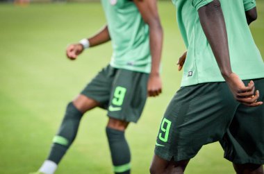 DNIPRO, UKRAINE - September 10, 2019: Football player during the friendly match between national team Ukraine against Nigeria national team, Ukraine