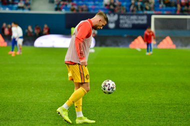 SAINT-PETERSBURG, RUSSIA - November 16, 2019: Toby Alderweireld and Belgium national football team training session during UEFA EURO 2020 qualifying match, Russia