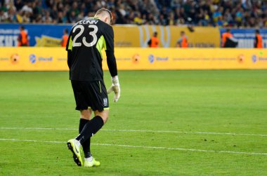 DNIPRO, UKRAINE - September 10, 2019: Andrii Lunin player during the friendly match between national team Ukraine against Nigeria national team, Ukraine