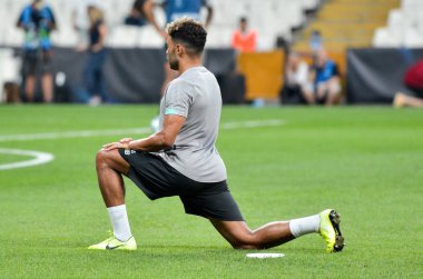 İstanbul, Türkiye - 14 Ağustos 2019: Liverpool futbolcuları Uefa Süper Kupası Finalleri öncesinde Vodafone Arena, Türkiye 'deki Vodafone Park' ta Liverpool ve Chelsea arasında oynanan karşılaşma öncesi antrenman oturumu