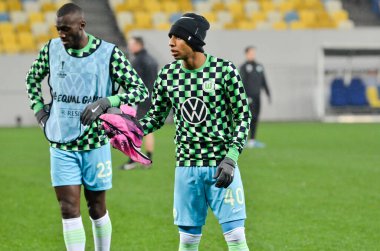 Lviv, Ukrayna - 28 Kasım 2019: Joao Victor ve Uefa Avrupa Ligi 'nde oynanan Alexandria - Wolfsburg (Almanya), Ukrayna