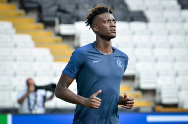 İstanbul, Türkiye - 14 Ağustos 2019: Tammy Abraham ve antrenman oturumu Uefa Süper Kupası Finalleri öncesinde Liverpool ile Chelsea arasında Vodafone Park, Vodafone Arena, Türkiye