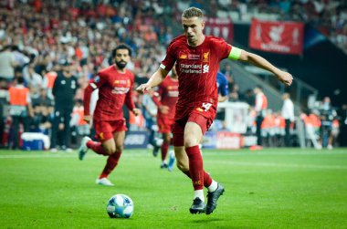 Istanbul, Turkey - August 14, 2019: Jordan Henderson during the UEFA Super Cup Finals match between Liverpool and Chelsea at Vodafone Park in Vodafone Arena, Turkey