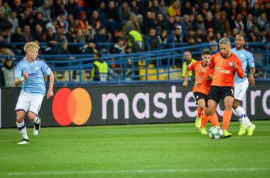 KHARKIV, UKRAINE - September 18, 2019: Football player during the UEFA Champions League match between Shakhtar Donetsk vs Manchester City (England), Ukraine
