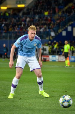 KHARKIV, UKRAINE - September 18, 2019: Kevin De Bruyne player during the UEFA Champions League match between Shakhtar Donetsk vs Manchester City (England), Ukraine