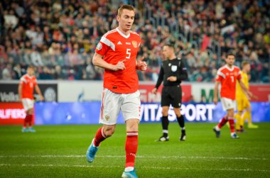 SAINT-PETERSBURG, RUSSIA - November 16, 2019: Andrey Semenov player during UEFA EURO 2020 qualifying match between national team Russia against Belgium national team, Russia