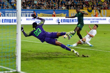 DNIPRO, UKRAINE - September 10, 2019: Francis Uzoho player during the friendly match between national team Ukraine against Nigeria national team, Ukraine