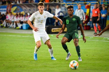 DNIPRO, UKRAINE - September 10, 2019: Samuel Chukwueze player during the friendly match between national team Ukraine against Nigeria national team, Ukraine