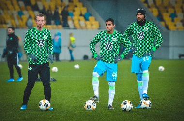 Lviv, Ukrayna - 28 Kasım 2019: Joao Victor Uefa Avrupa Ligi karşılaşması sırasında Alexandria - Wolfsburg (Almanya), Ukrayna
