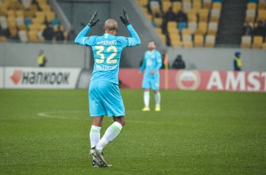 Lviv, Ukrayna - 28 Kasım 2019: Alexandria (Ukrayna) ile Wolfsburg (Almanya), Ukrayna arasındaki Uefa Avrupa Ligi maçı sırasında Marcel Tisserand oyuncusu
