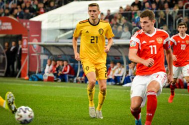 SAINT-PETERSBURG, RUSSIA - November 16, 2019: Timothy Castagne player during UEFA EURO 2020 qualifying match between national team Russia against Belgium national team, Russia