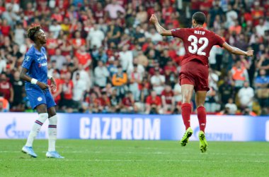 İstanbul, Türkiye - 14 Ağustos 2019: Joel Matip Uefa Süper Kupası Finalleri 'nde Liverpool ile Chelsea arasında Vodafone Park, Vodafone Arena, Türkiye