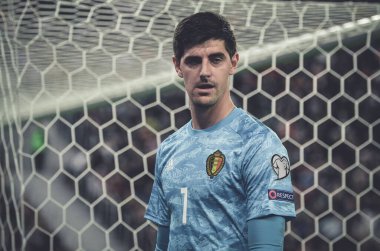 SAINT-PETERSBURG, RUSSIA - November 16, 2019: Thibaut Courtois during UEFA EURO 2020 qualifying match between national team Russia against Belgium national team, Russia