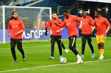 SAINT-PETERSBURG, RUSSIA - November 16, 2019: Belgium national football team training session during UEFA EURO 2020 qualifying match between Russia against Belgium, Russia