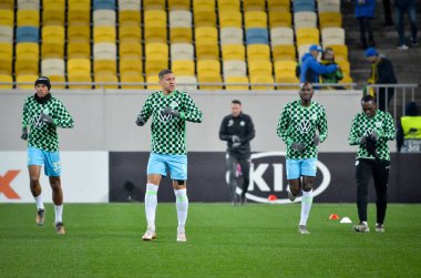 Lviv, Ukrayna - 28 Kasım 2019: Uefa Avrupa Ligi karşılaşmasında Woldria - Wolfsburg (Almanya), Ukrayna