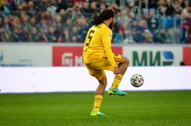 SAINT-PETERSBURG, RUSSIA - November 16, 2019: Jason Denayer player during UEFA EURO 2020 qualifying match between national team Russia against Belgium national team, Russia
