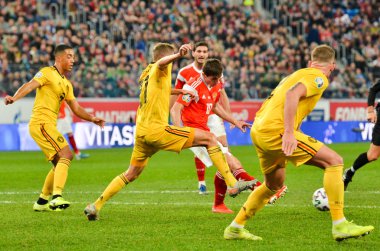 SAINT-PETERSBURG, RUSSIA - November 16, 2019: Football player during UEFA EURO 2020 qualifying match between national team Russia against Belgium national team, Russia