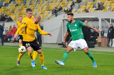 LVIV, UKRAINE - November 07, 2019: Denis Bouanga player during the UEFA Europa League match between Alexandria (Ukraine) vs AS Saint Etienne (France), Ukraine